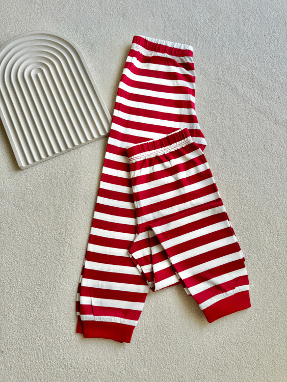 شلوارراحتی راه راه قرمز دخترانه