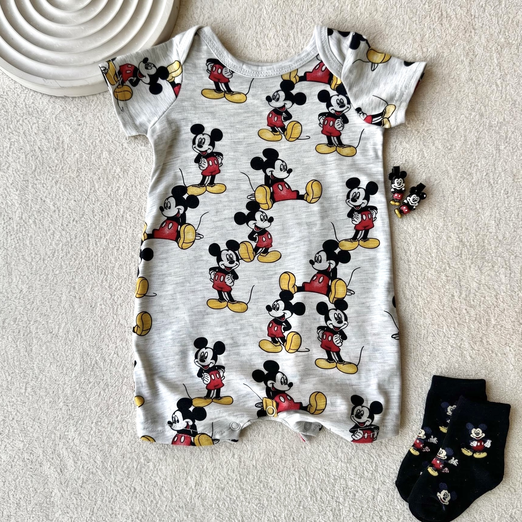 رامپر نخى نوزادی وارداتى مارك اورجينال ديزنى بيبى Disney Baby cotton rompers ميكى موس