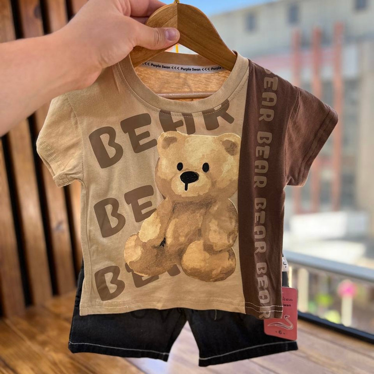ست تیشرت شلوارکوارداتی تدی Bear مناسب ۱ تا ۵ سال
